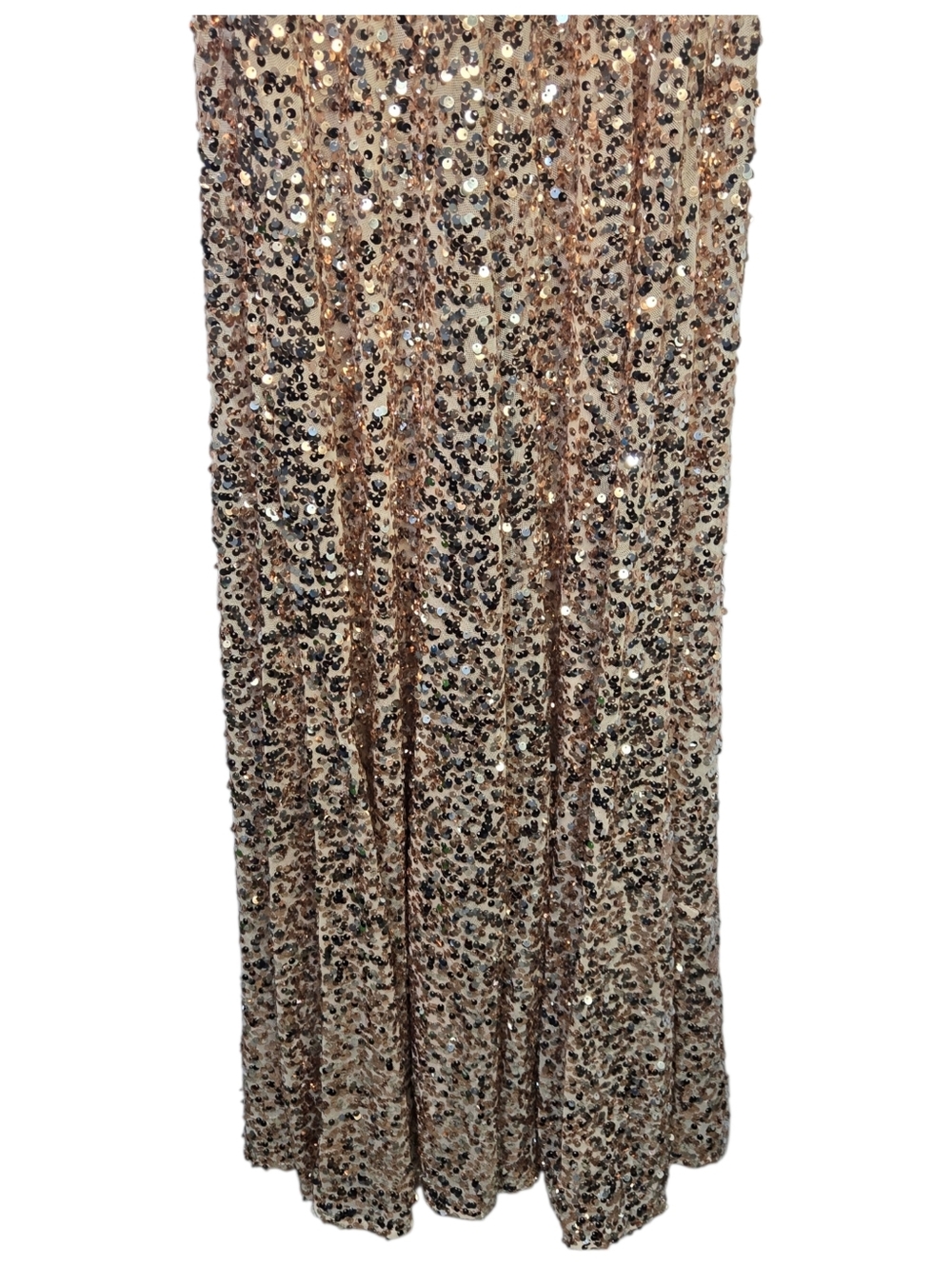 Taylor Size 2 Rose Gold Sequin Formal Strappy Fitted Dress, Rose Detail NWT - Picture 10 of 10